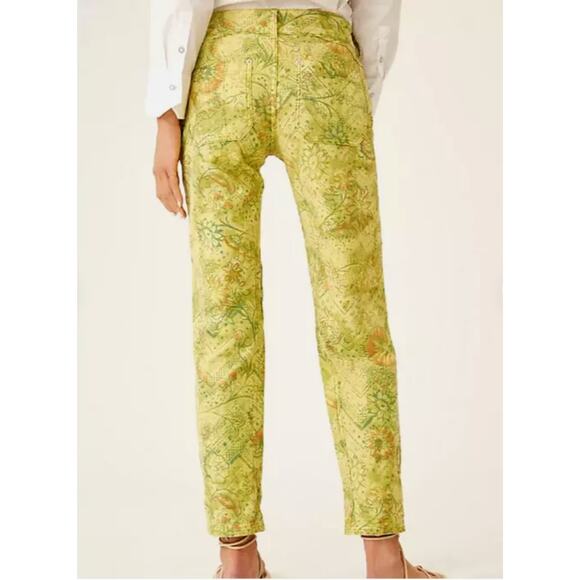 NWT Anthropologie Pilcro The Wanderer Low-Rise Pants Floral Light Green sz. 26 - Picture 2 of 16